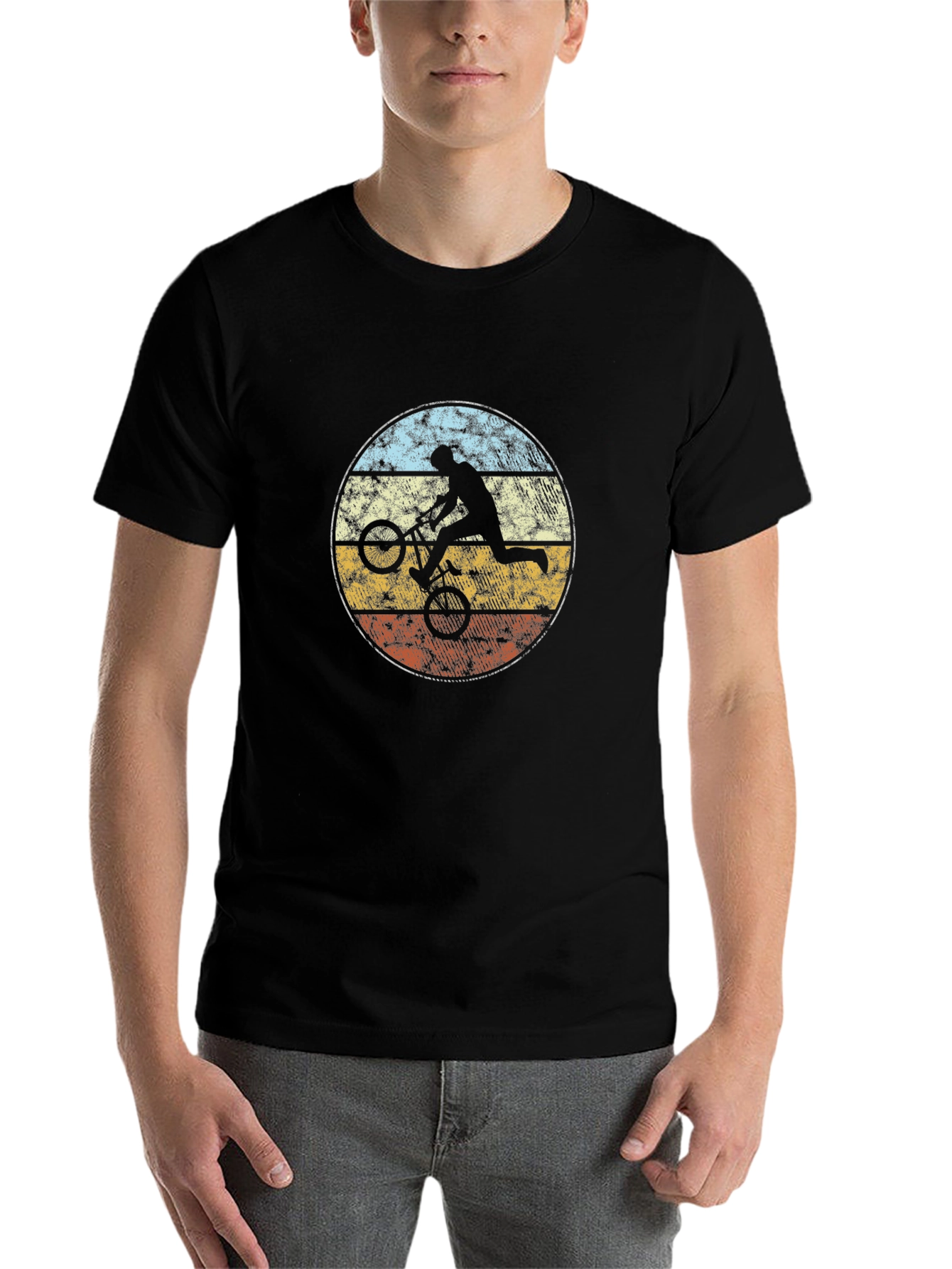 Retro BMX Rider Graphic Tee - Black