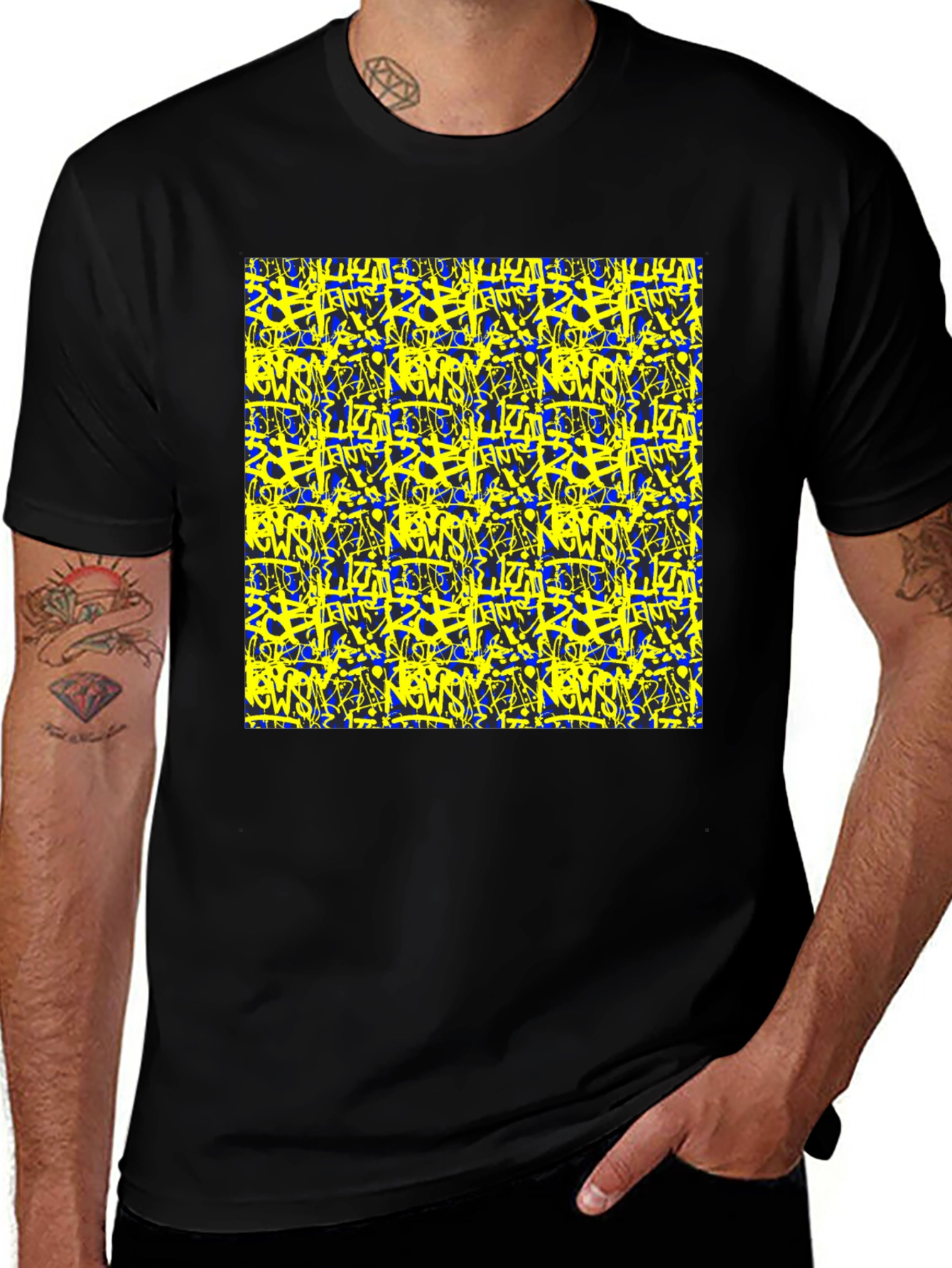 Bold Graffiti Graphic Black T-Shirt for Men
