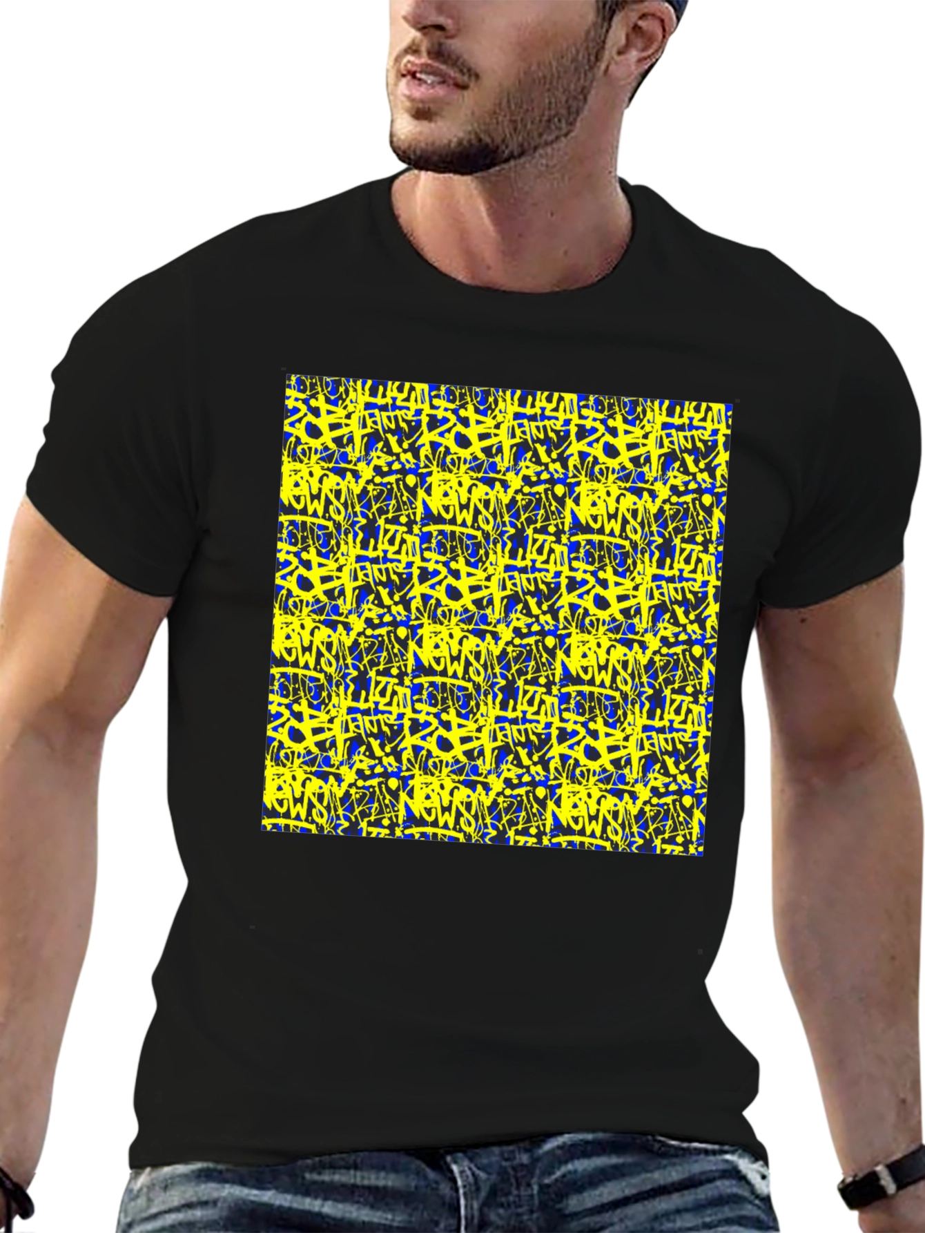 Bold Graffiti Graphic Black T-Shirt for Men