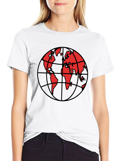 Red Globe Graphic Black T-Shirt