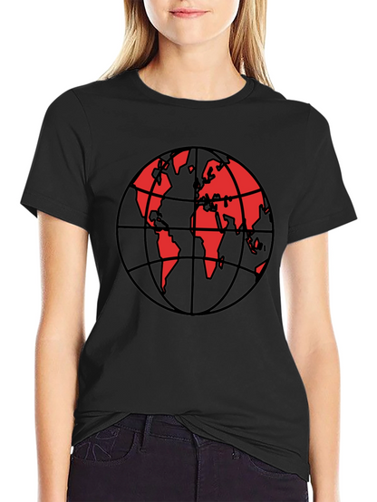 Red Globe Graphic Black T-Shirt