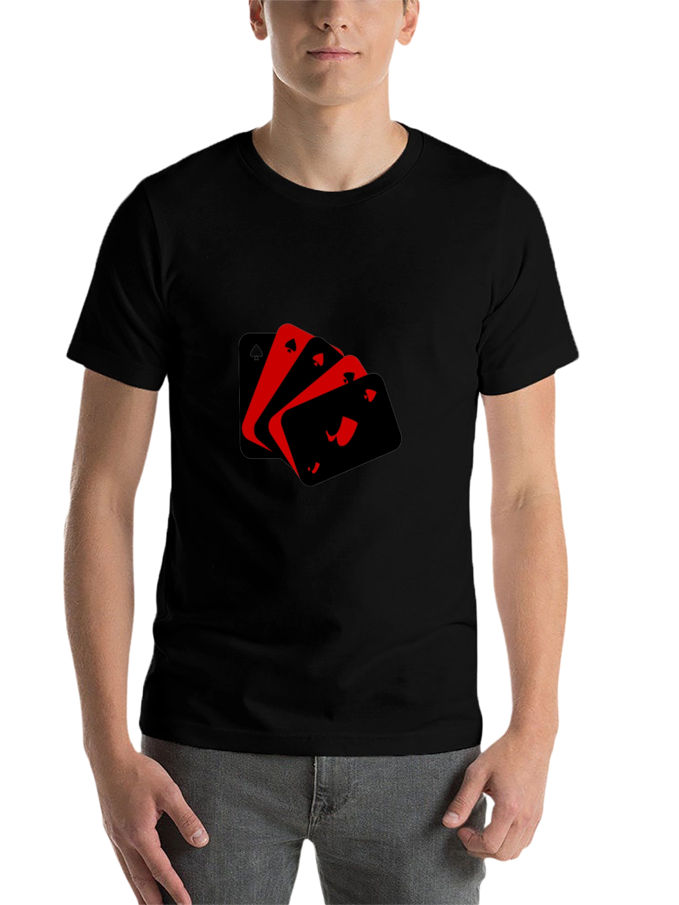 Ace Playing Cards Graphic Black T-Shirt