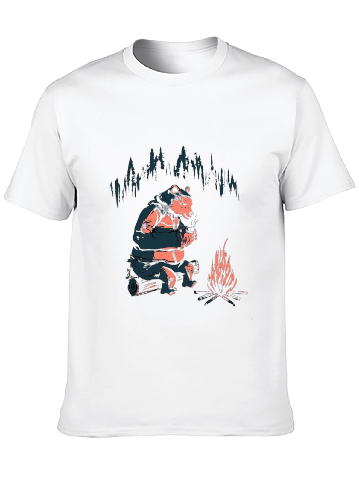 Cozy Bear Campfire T-Shirt - Black Graphic Tee