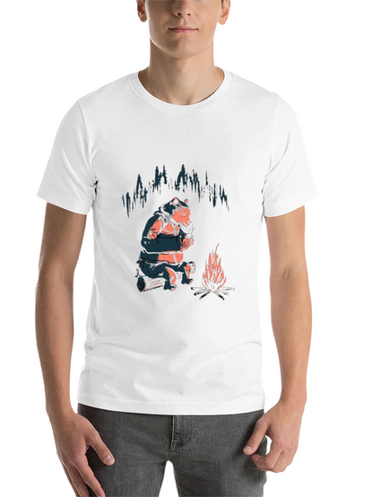 Cozy Bear Campfire T-Shirt - Black Graphic Tee