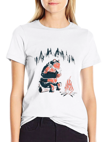 Cozy Bear Campfire T-Shirt - Black Graphic Tee