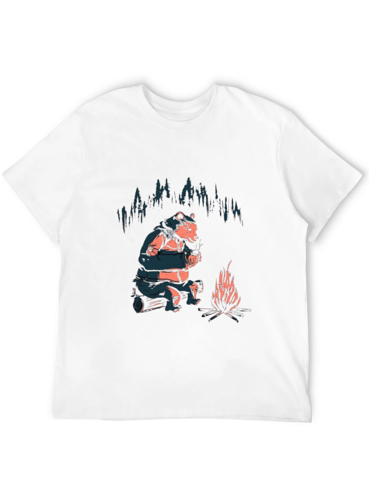 Cozy Bear Campfire T-Shirt - Black Graphic Tee
