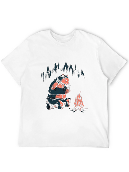 Cozy Bear Campfire T-Shirt - Black Graphic Tee