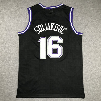 Men's Sacramento Kings Peja Stojakovic #16 Black Hardwood Classics Swingman Jerseys