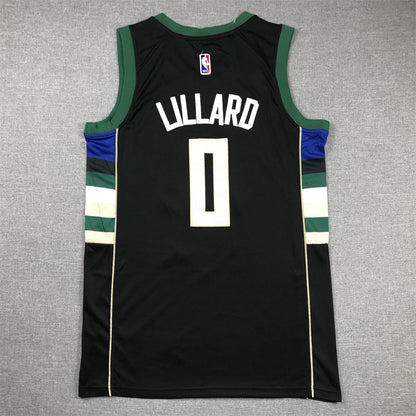 Men's Milwaukee Bucks Damian Lillard #0 Black Swingman Jerseys