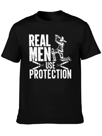 Real Men Use Protection Cricket Graphic T-Shirt
