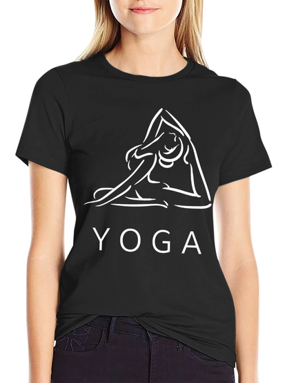 Yoga Pose Graphic Tee - Black Cotton Comfort