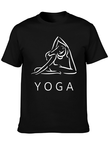 Yoga Pose Graphic Tee - Black Cotton Comfort