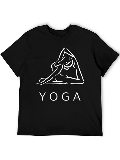 Yoga Pose Graphic Tee - Black Cotton Comfort