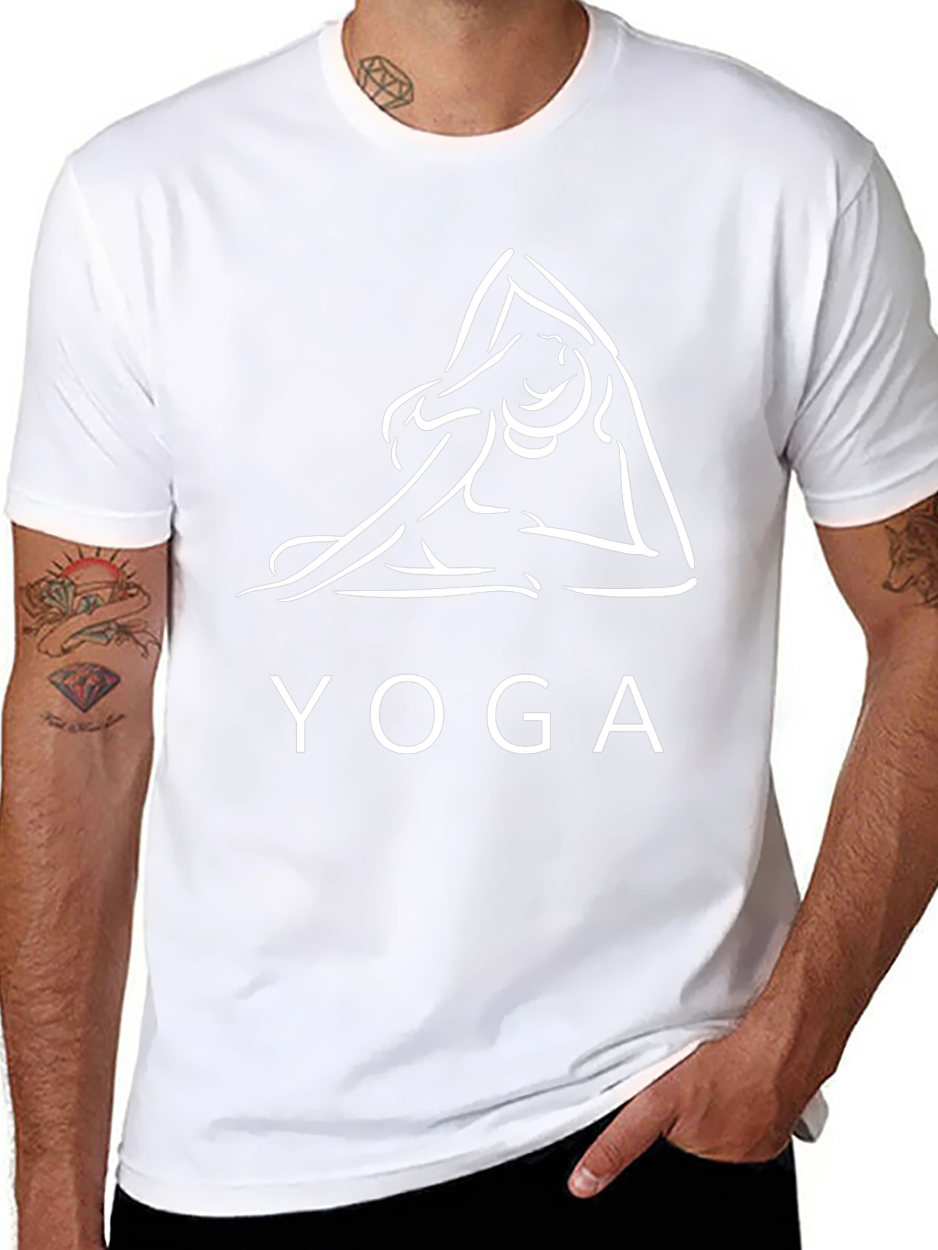 Yoga Pose Graphic Tee - Black Cotton Comfort