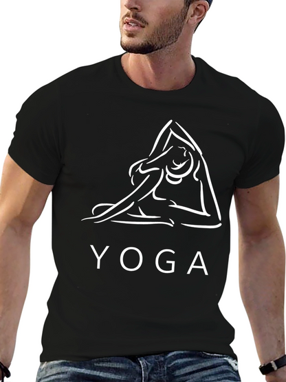Yoga Pose Graphic Tee - Black Cotton Comfort