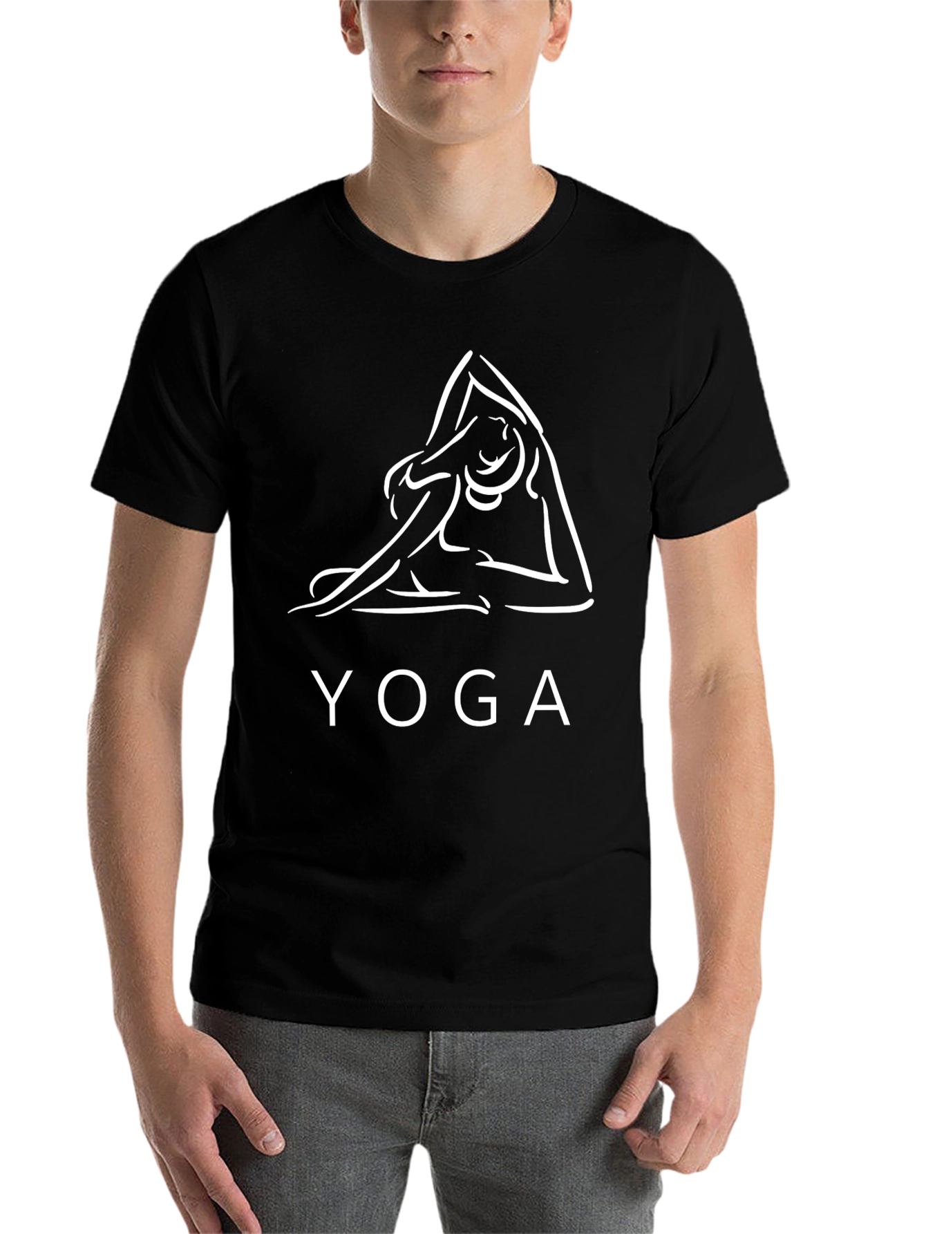 Yoga Pose Graphic Tee - Black Cotton Comfort