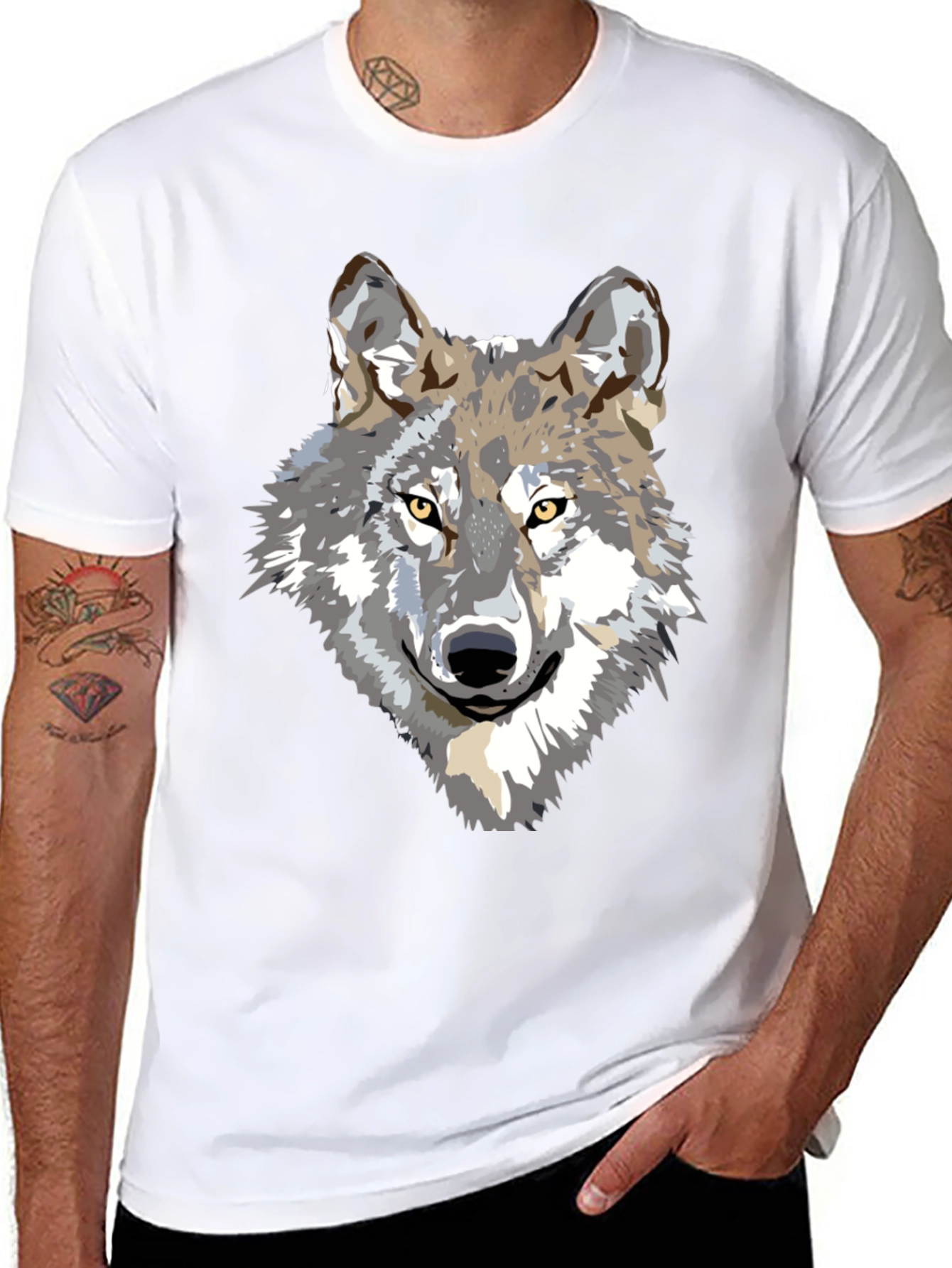 Wolf Graphic Print Black T-Shirt