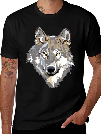 Wolf Graphic Print Black T-Shirt