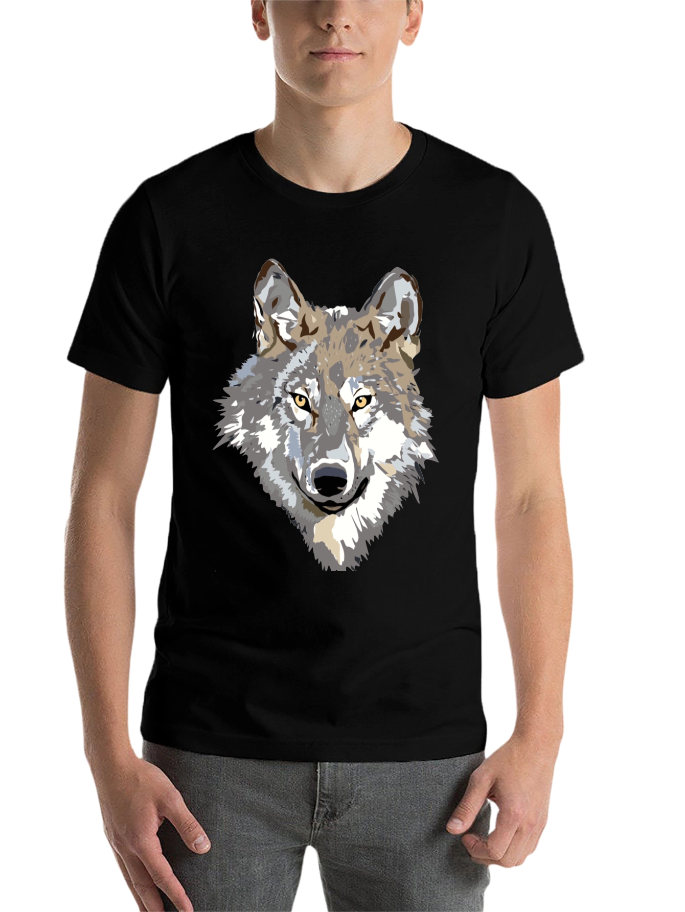 Wolf Graphic Print Black T-Shirt