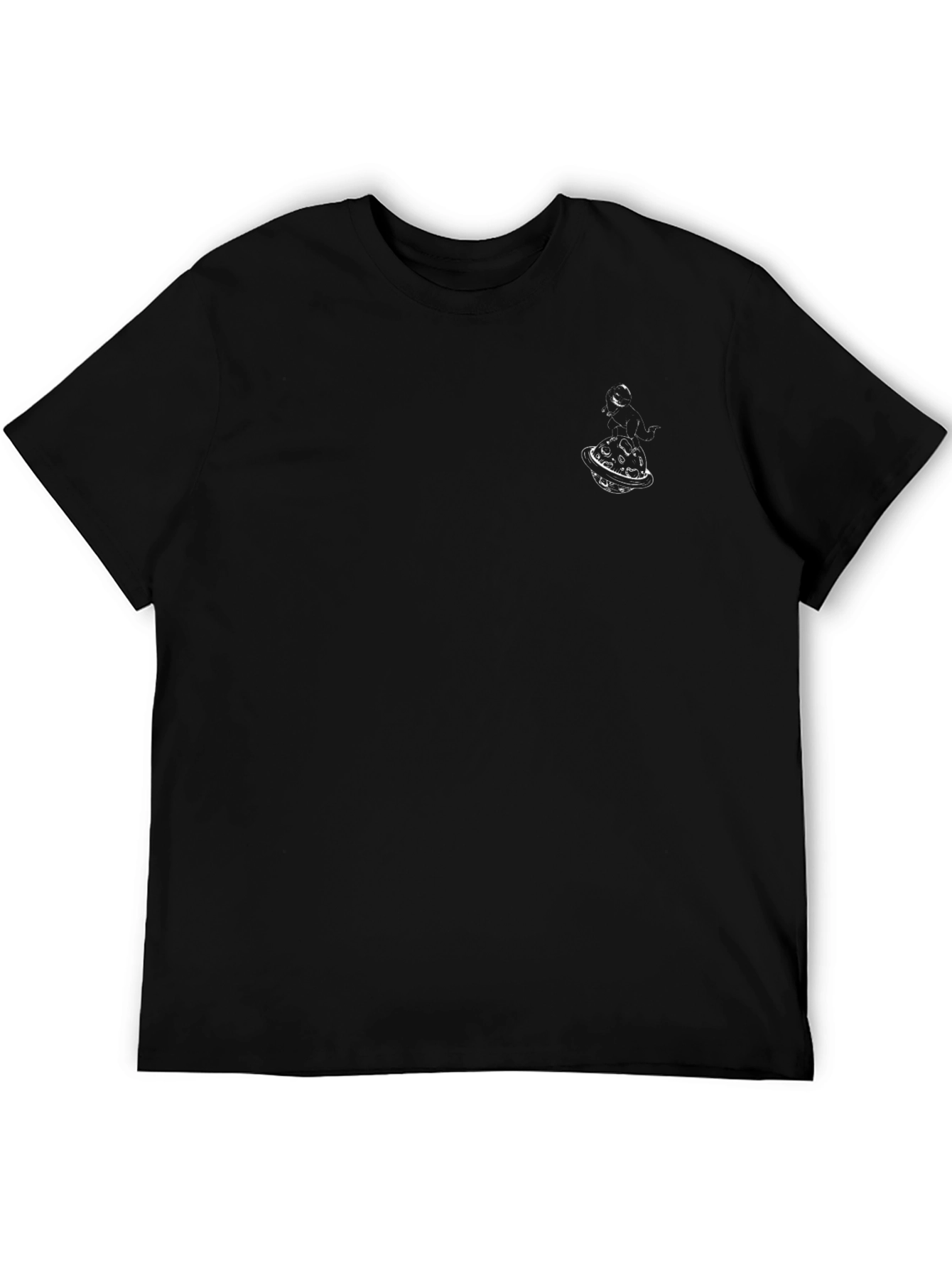 Mens Black Graphic Tee - Space Planet Design