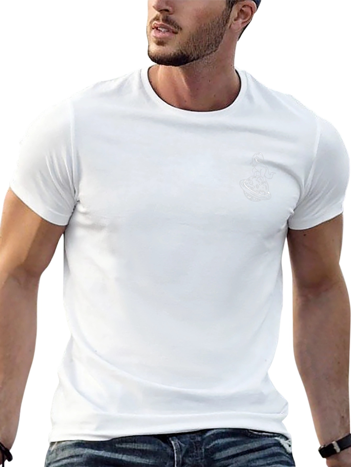 Mens Black Graphic Tee - Space Planet Design