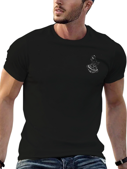 Mens Black Graphic Tee - Space Planet Design