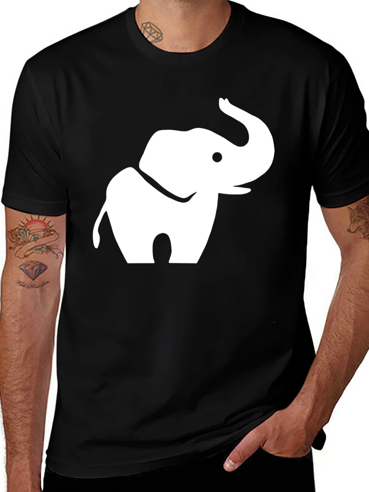 Elephant Graphic Tee - Black Cotton Blend