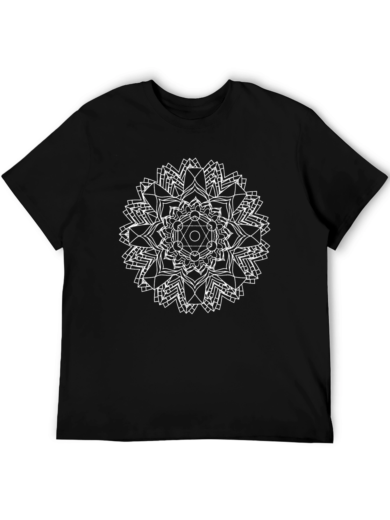 Geometric Mandala Graphic Black T-Shirt