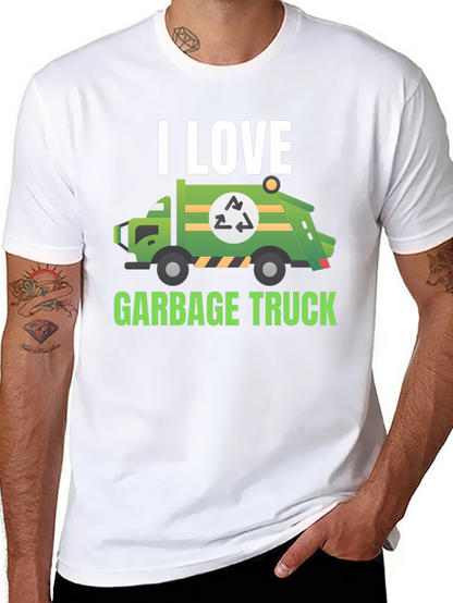 I Love Garbage Truck T-Shirt - Black Cotton Tee
