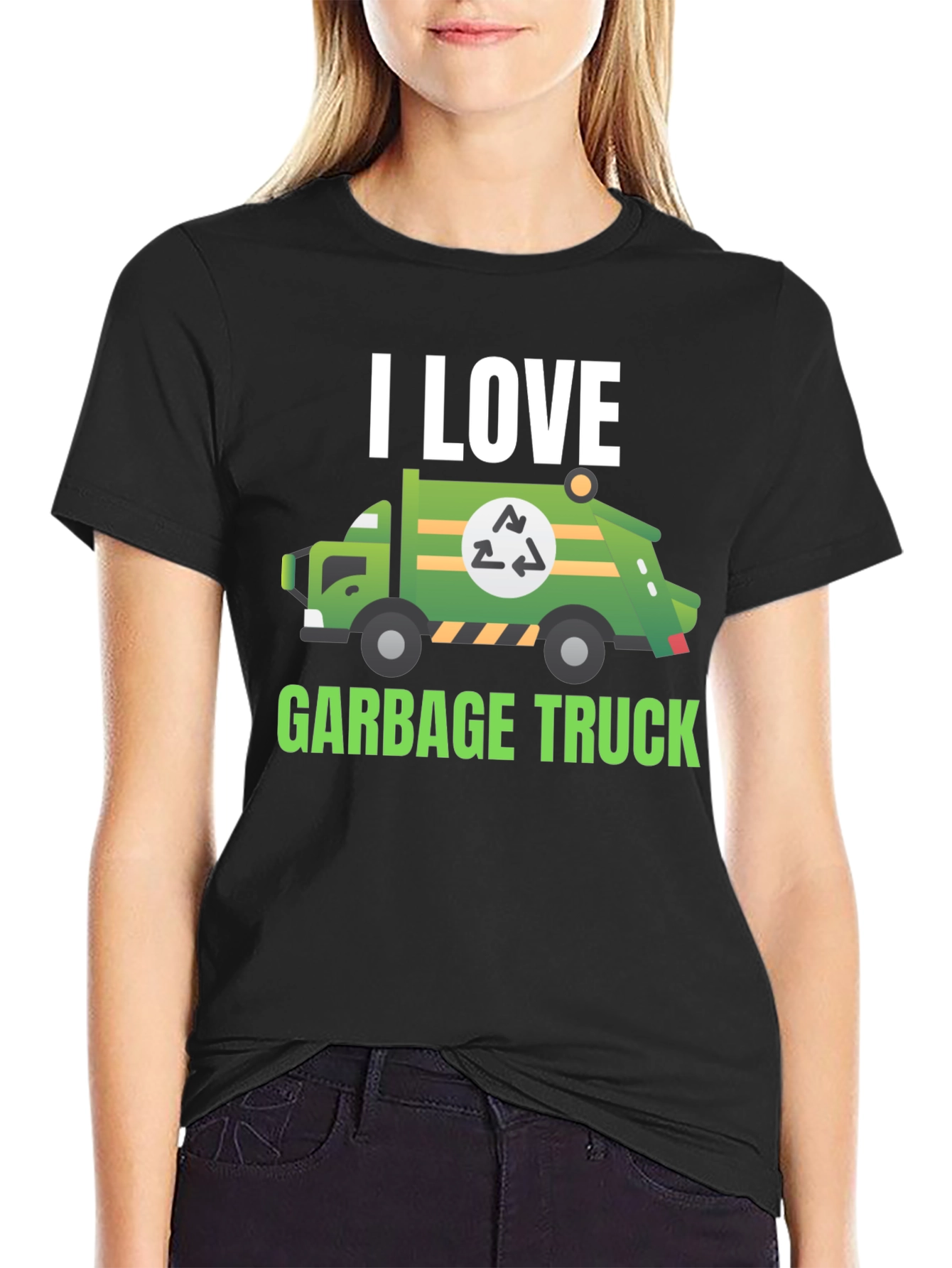 I Love Garbage Truck T-Shirt - Black Cotton Tee