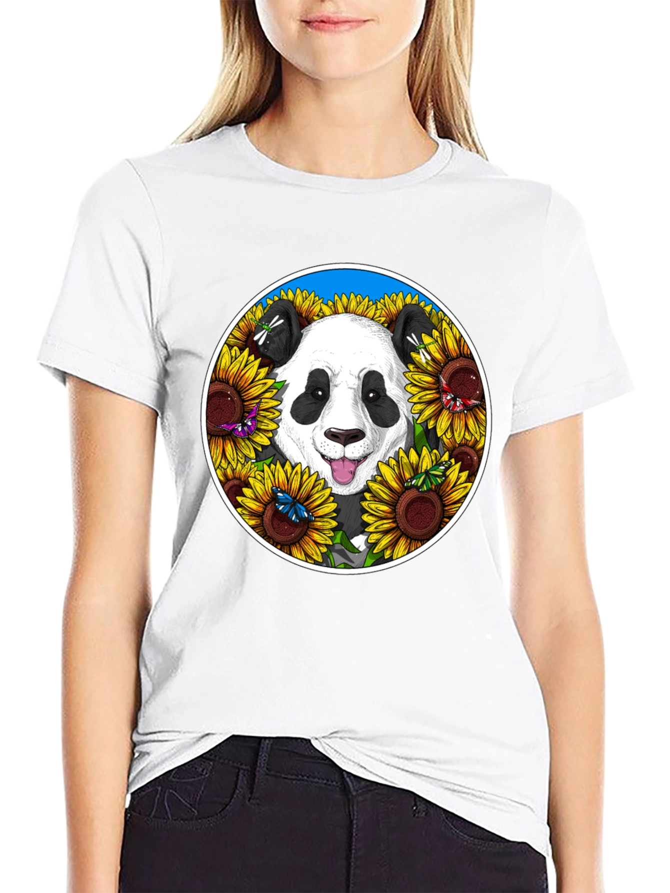 Panda Sunflower Graphic Tee