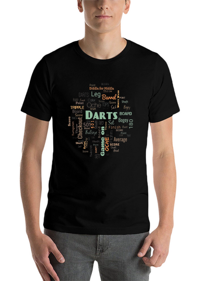 Darts Word Art Black T-Shirt