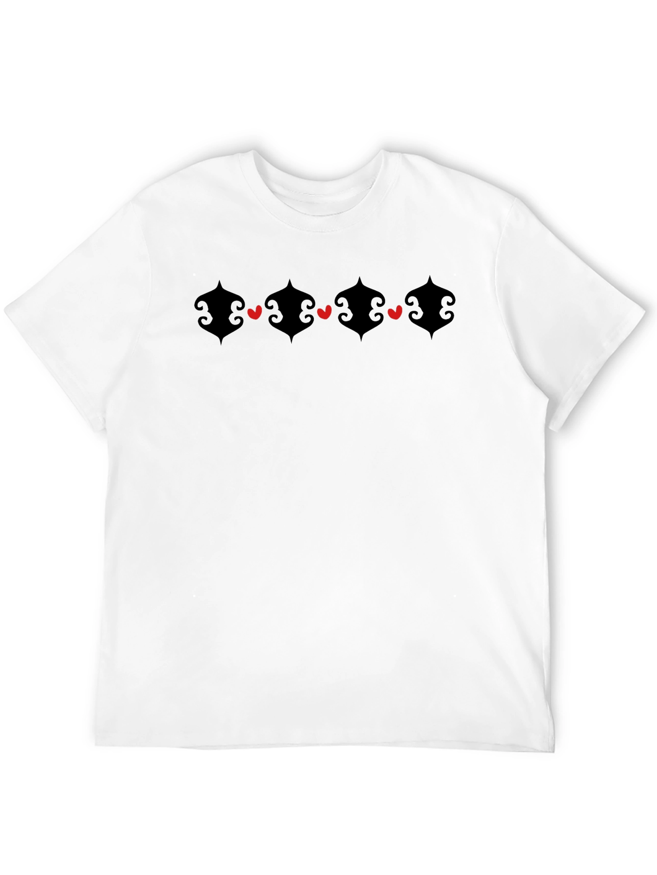 Heart Accent Graphic Black Crew Neck T-Shirt