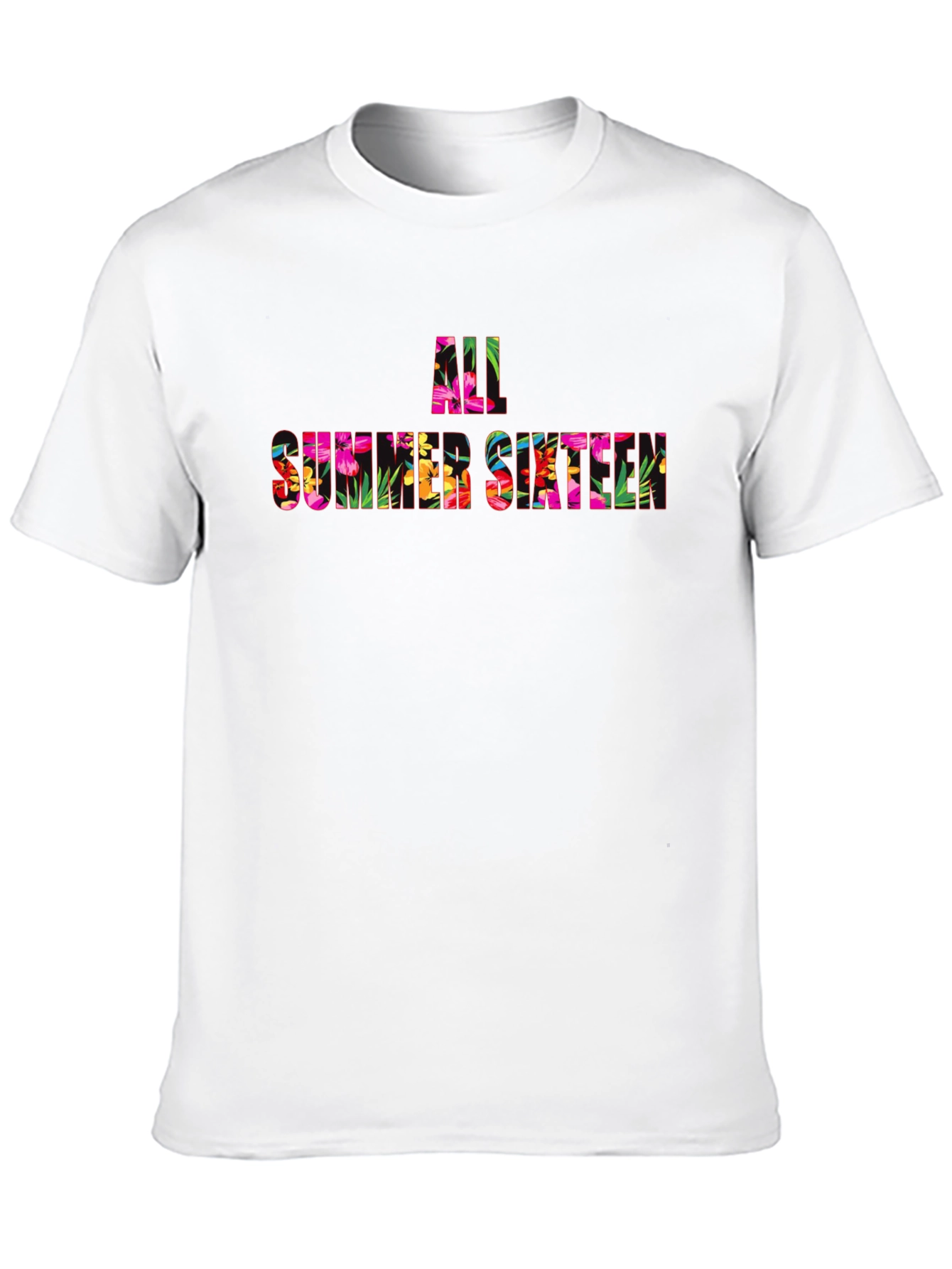 Floral All Summer Sixteen Graphic Black T-Shirt