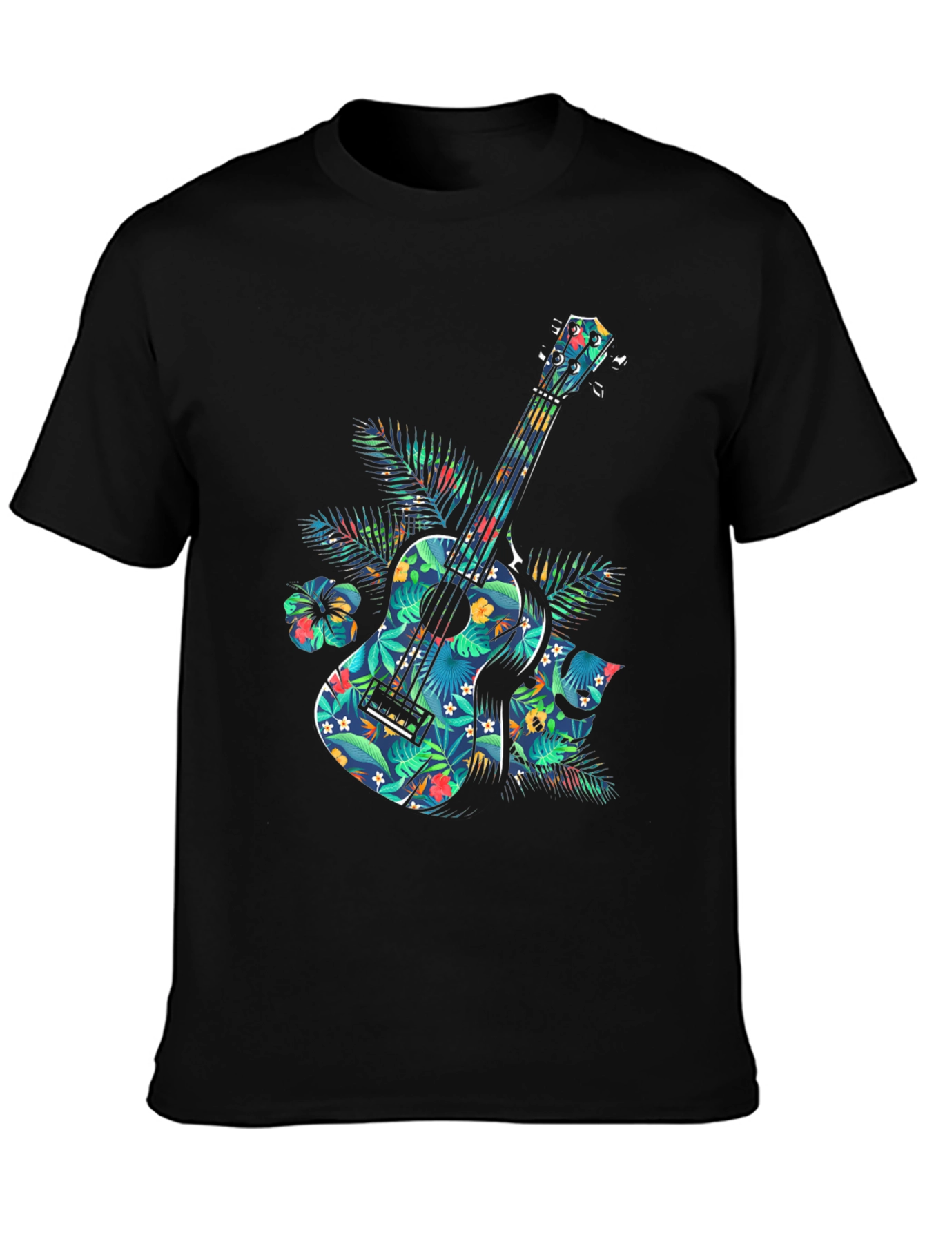 Floral Guitar Graphic T-Shirt - Tropical Music Vibe