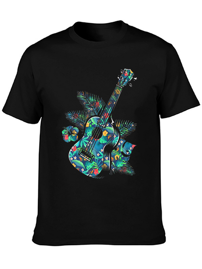 Floral Guitar Graphic T-Shirt - Tropical Music Vibe