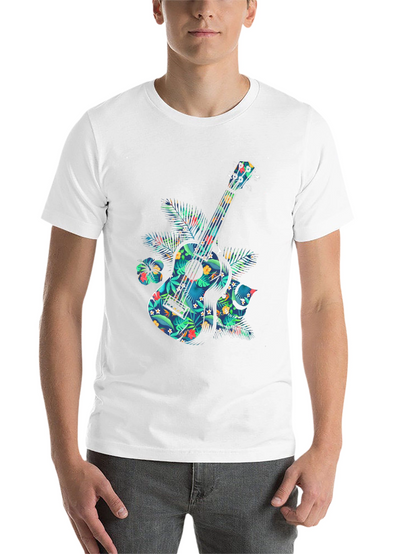 Floral Guitar Graphic T-Shirt - Tropical Music Vibe