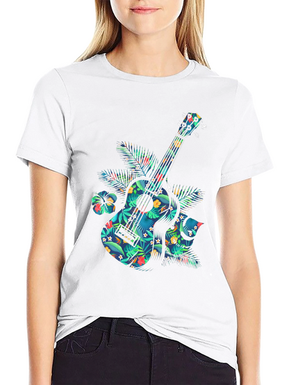 Floral Guitar Graphic T-Shirt - Tropical Music Vibe