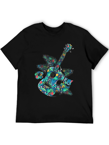 Floral Guitar Graphic T-Shirt - Tropical Music Vibe