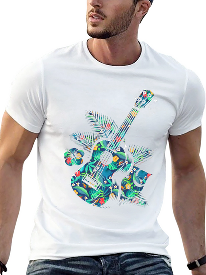 Floral Guitar Graphic T-Shirt - Tropical Music Vibe