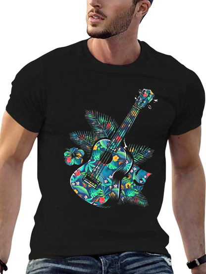 Floral Guitar Graphic T-Shirt - Tropical Music Vibe