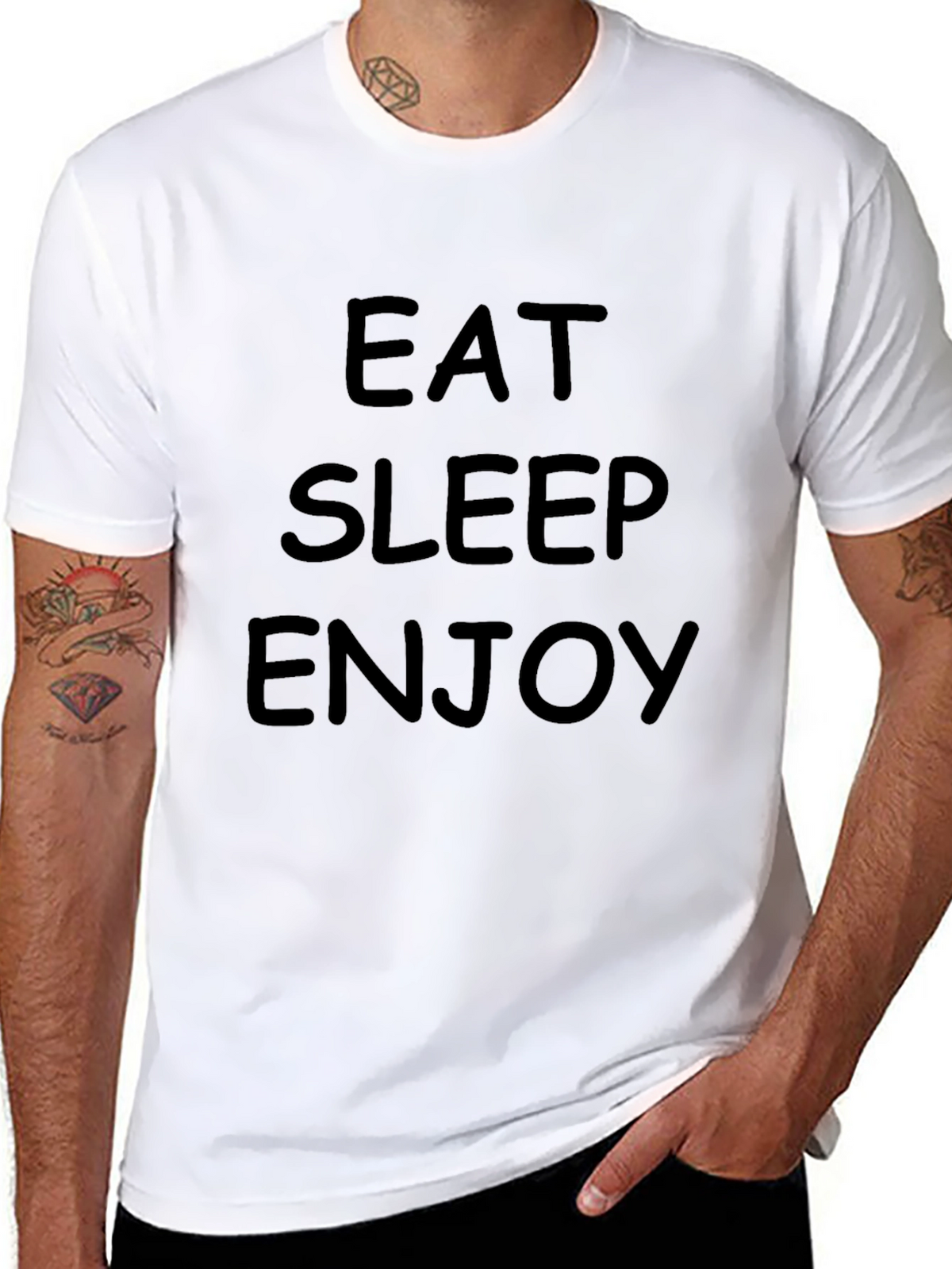 Eat Sleep Enjoy Mens Black T-Shirt