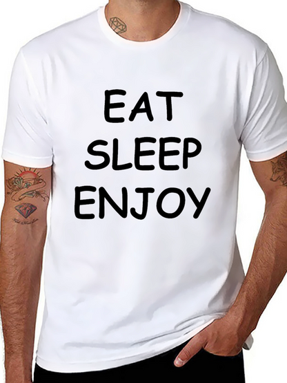 Eat Sleep Enjoy Mens Black T-Shirt