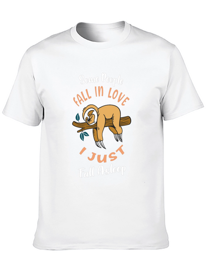 Funny Sloth Graphic T-Shirt - Fall Asleep Tee