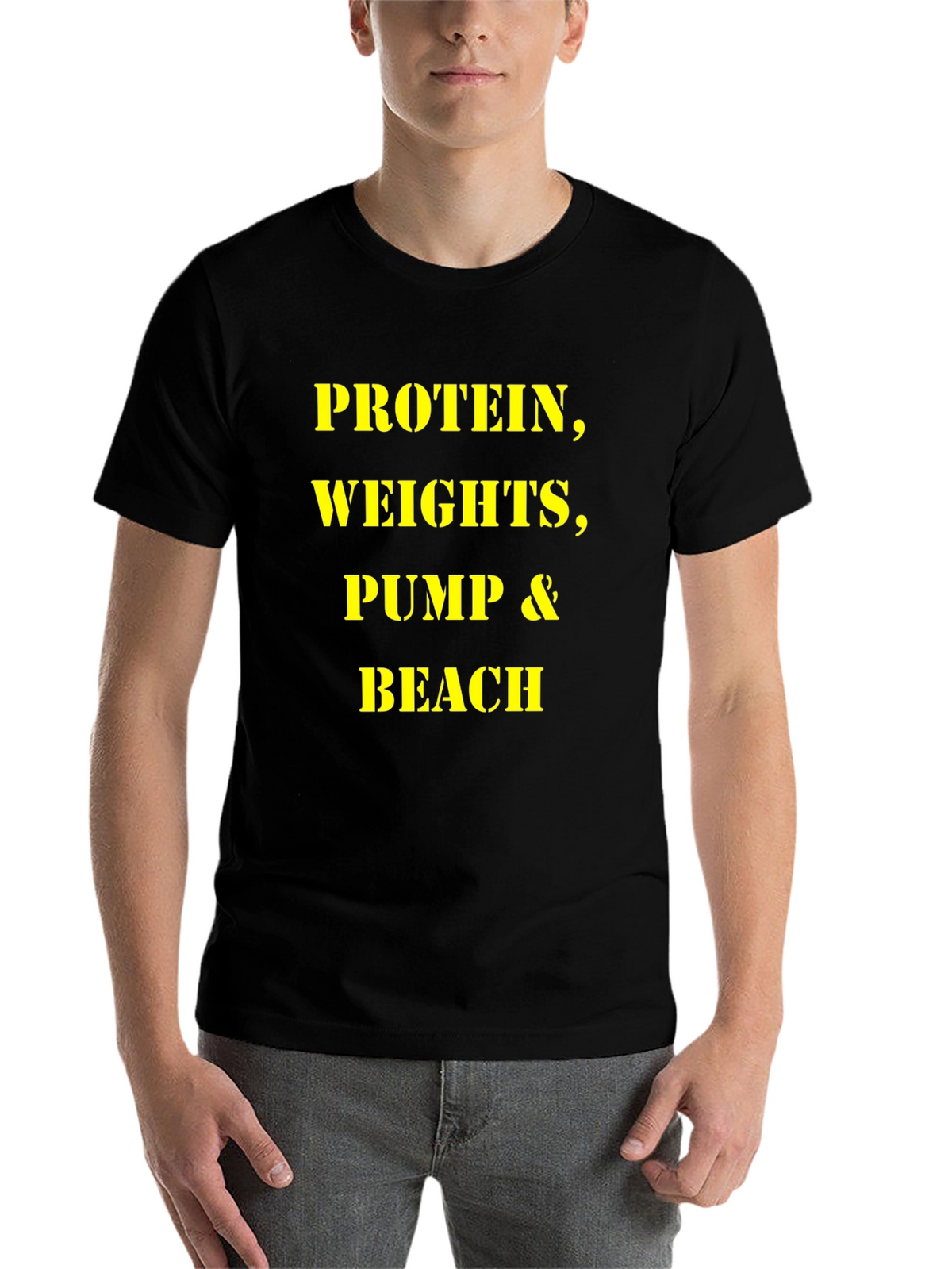 Protein Weights Pump Beach Mens T-Shirt