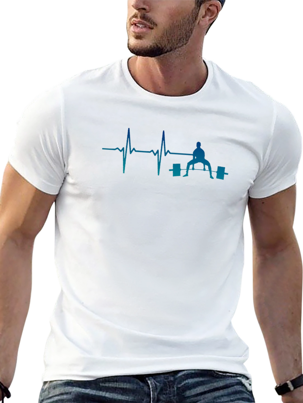 Weightlifting Heartbeat T-Shirt - Black