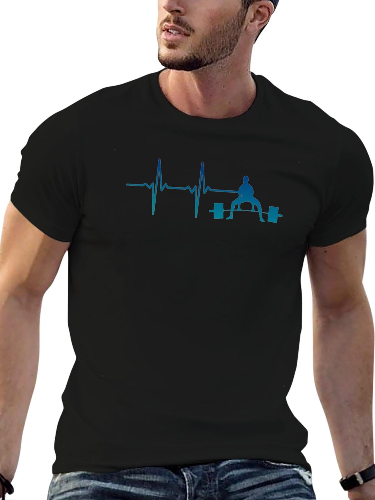 Weightlifting Heartbeat T-Shirt - Black