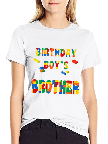 Birthday Boys Brother T-Shirt Lego Block Style