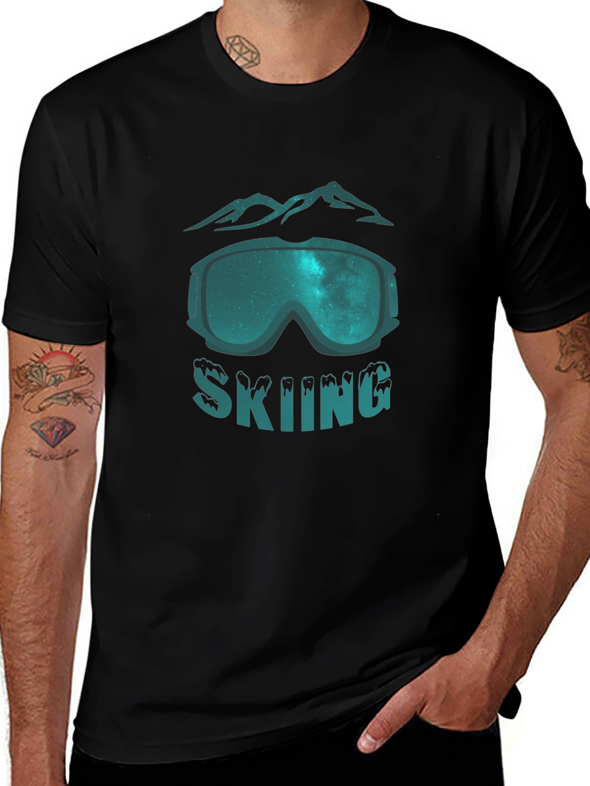 Skiing Graphic Tee - Mountain Goggles Design