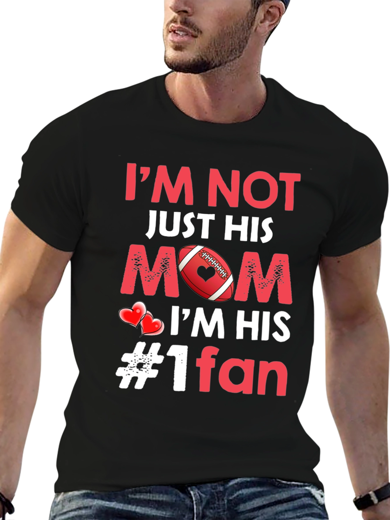 Moms #1 Fan Football T-Shirt